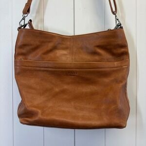 Still Nordic Boho Leather Crossbody Hobo Bag Womens Size L Cognac Lagenlook